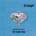 C2746 - Puppy Love Heart with Light Pink Swarovski Crystal Paw - Silver Charm